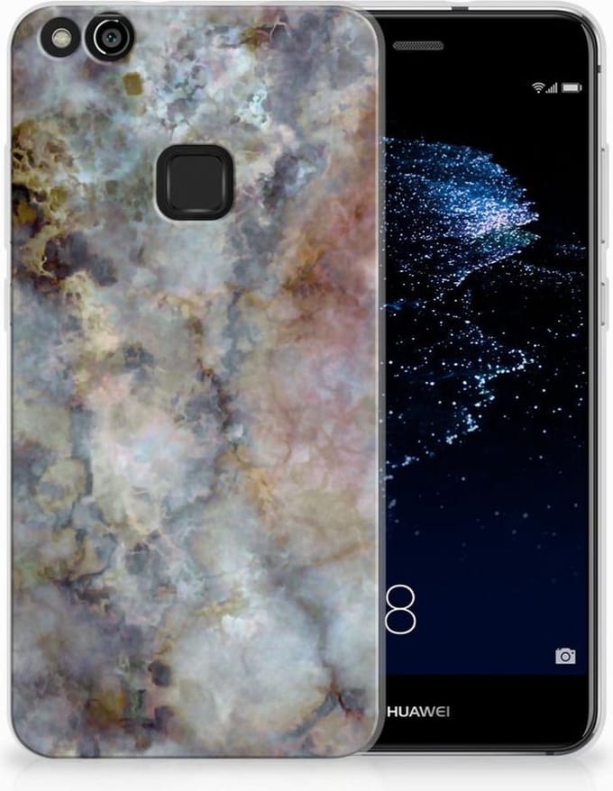 Huawei P10 Lite TPU Siliconen Hoesje Marmer Grijs