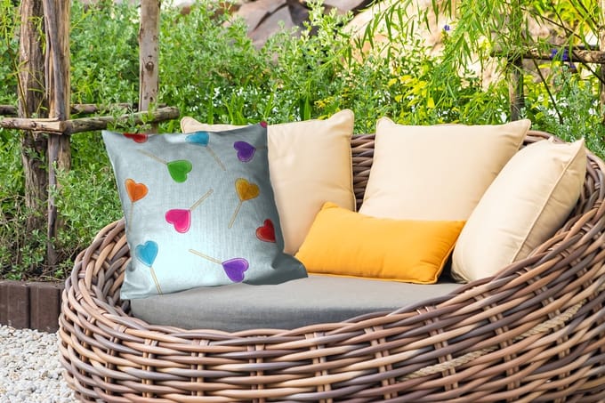 Buitenkussen - Lolly - Regenboog - Snoep - 45x45 cm - Weerbestendig