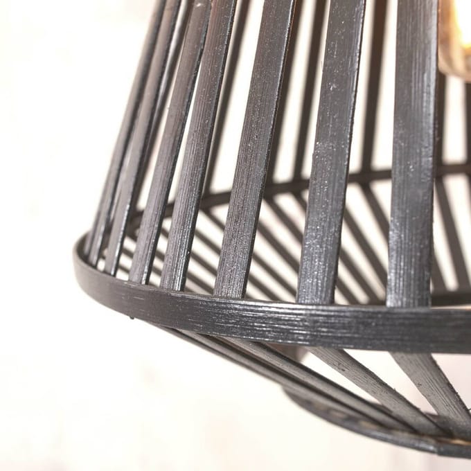 GOOD&MOJO Hanglamp Merapi - Bamboe Zwart - 30x30x30cm - Modern - Hanglampen Eetkamer, Slaapkamer, Woonkamer