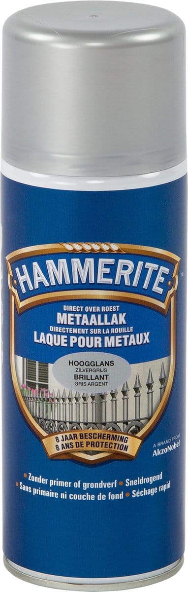 Hammerite Metaallak Hoogglans SPRAY - Zilver Grijs
