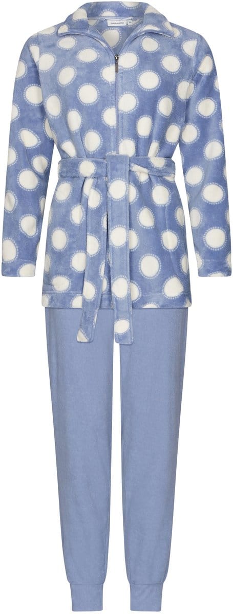 Pastunette - Huispak - Blue Fog - Fleece - Blauw/Wit - Maat 42