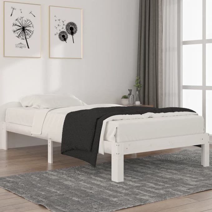 vidaXL - Bedframe - massief - grenenhout - wit - 100x200 - cm