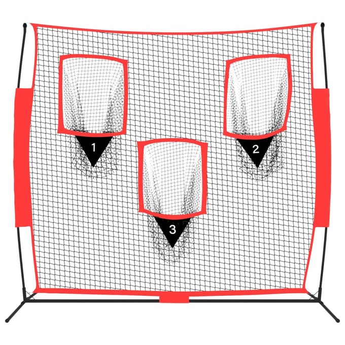vidaXL - Honkbalnet - draagbaar - 183x105x183 - cm - Polyester - zwart - en - rood