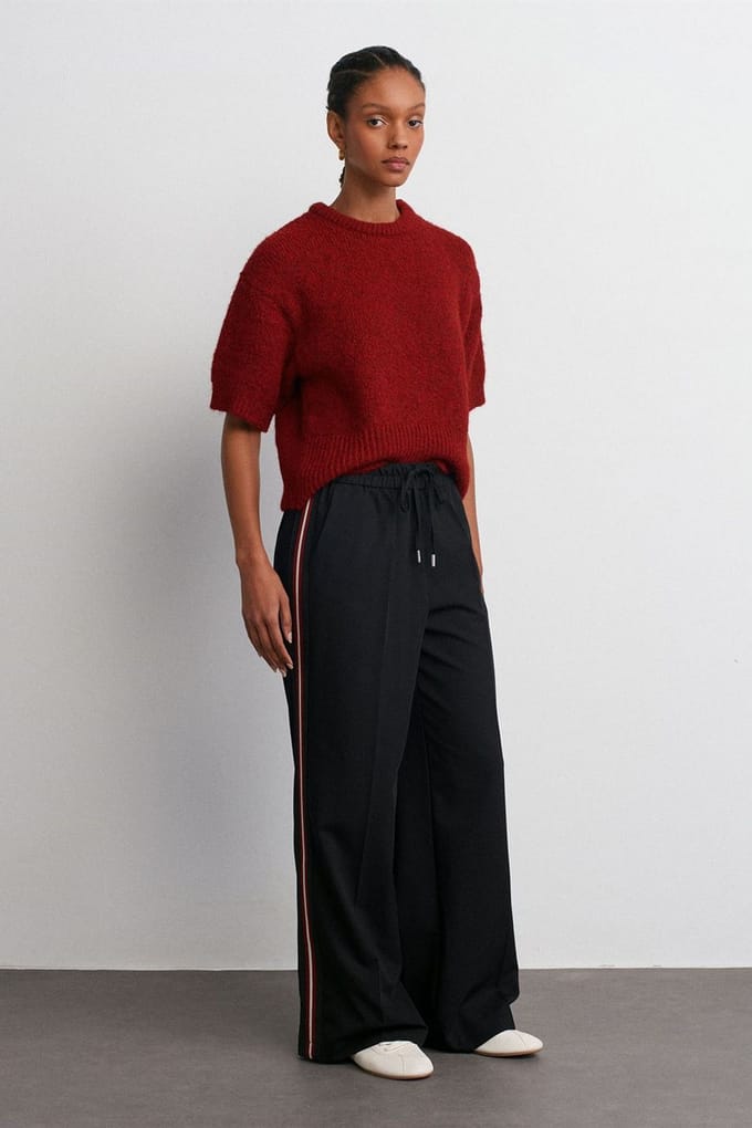 Gestreepte Wijde Pantalon van Crepe