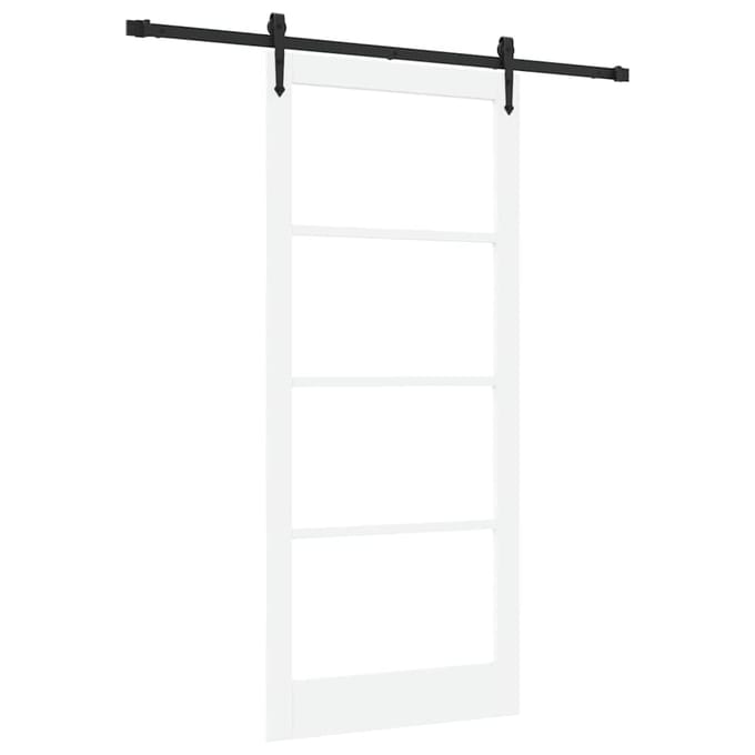 vidaXL - Schuifdeur - 93 - x - 211 - cm - Massief - grenenhout - en - glas - Wit