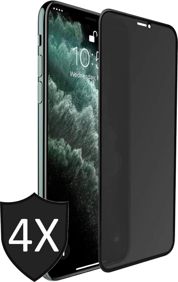 Privacy Screenprotector geschikt voor iPhone 11 Pro / XS / X - 4x FullGuard Glas Screen Protector
