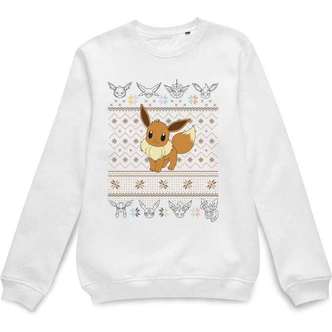 Pokemon Eevee Christmas Jumper - White - XL