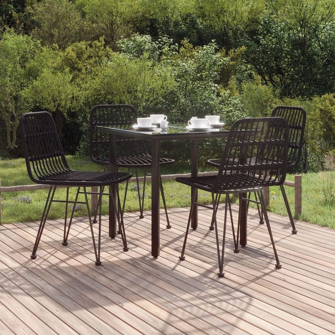 vidaXL - 5-delige - Tuinset - poly - rattan - zwart