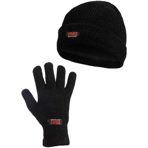 Heatkeeper Dames Winter Set Chenille - Muts + Handschoenen Zwart