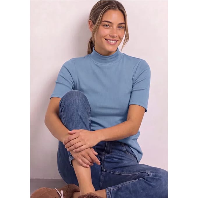 Shirt met col in ribbelpatroon