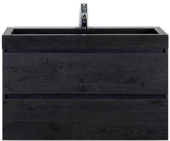 Maxx XL Badmeubelset 100 cm - Black Oak - Wastafel Lucca 1 Kraangat