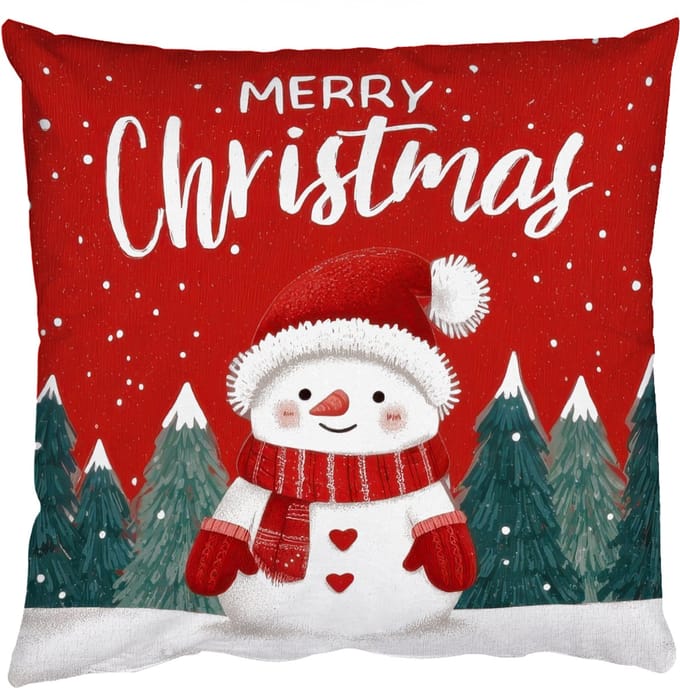 Sierkussens - Kussentjes Woonkamer - 60x60 cm - Kerstgroet - Sneeuw - Rood