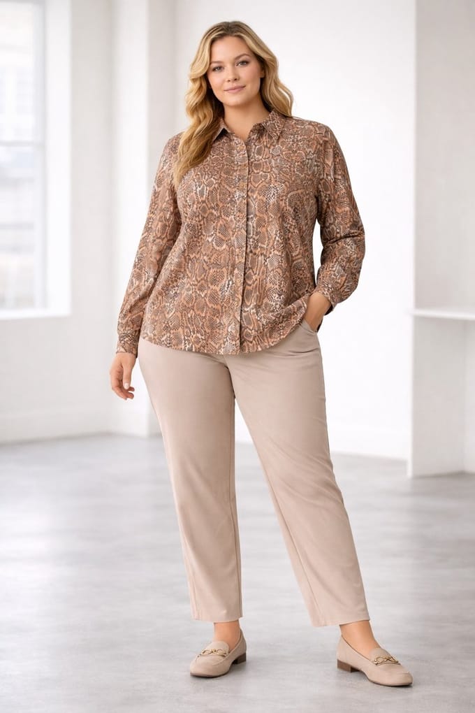YEST CURVE Vedita Essential Tops - Soft Terra/Multi Col - maat X-0(44)