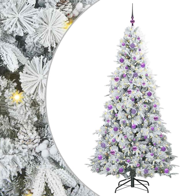vidaXL - Kunstmatige - Hinged - Kerstboom - met - 300 - LED - Wit - 210 - cm - PE - en - PVC