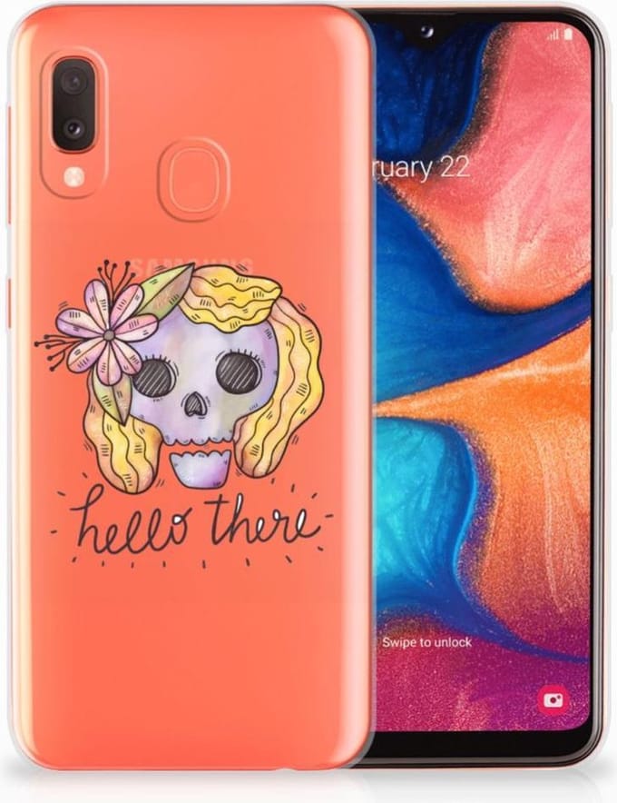 Silicone Back Case Samsung Galaxy A20e Boho Skull