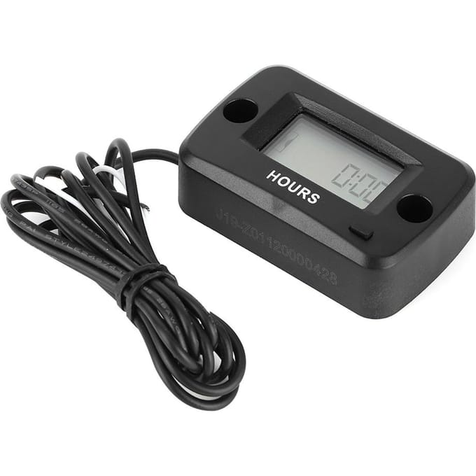 Compteur d'heures moteur Affichage LCD numérique Jauge Activé par les vibrations Étanche pour VTT UTV Moto gray