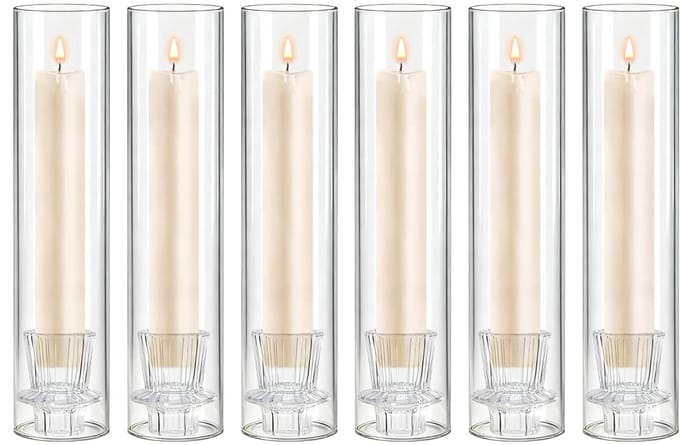 6Pcs Orkaan Glas Kaars Houder Voor Bruiloft Kerst Tafel Diner Open Haard