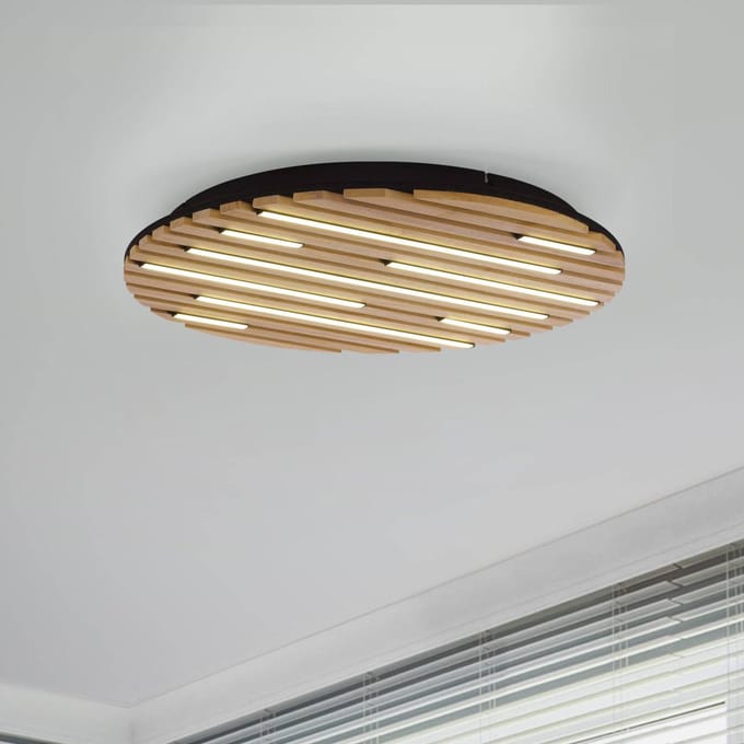 Q-Smart-Home Paul Neuhaus SMART+ plafondlamp Q-Acoustic, hout Ø 60 cm