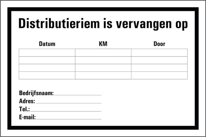 Distributieriem vervangen sticker 150 x 100 mm