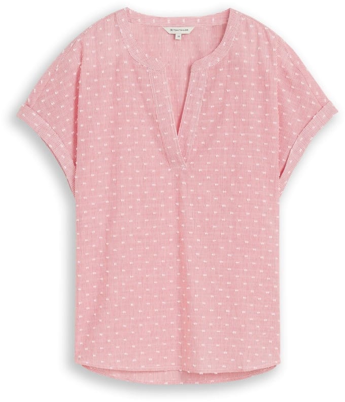 Tom Tailor - Losvallende blouse met borduursel - Maat 36 - red dobby stripe