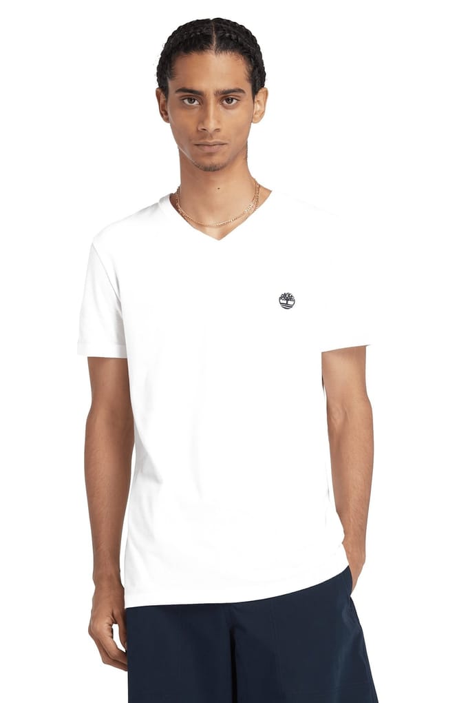 Timberland V Neck Short Sleeve Tee White Taglia: S | Magliette basic Outlet | Uomo | Bianco