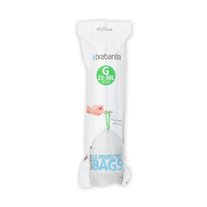brabantia Size G - trash can liner - 30 L - high-density polyethylene (HDPE) - Wit - pack of 12 x 20