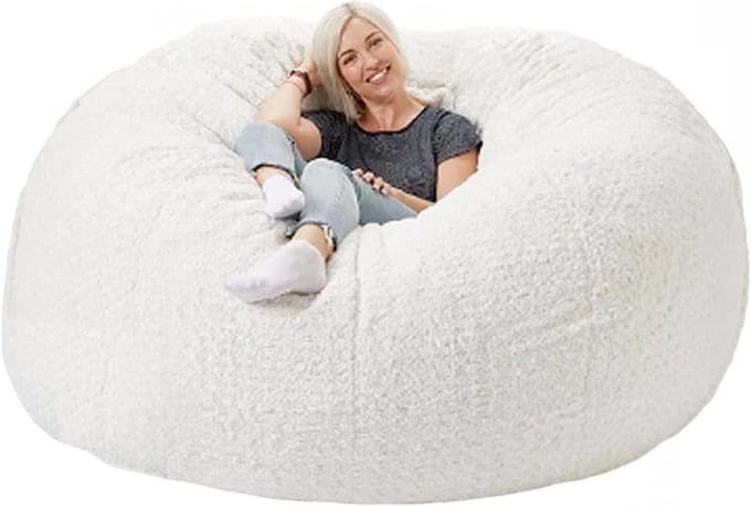 Zitzakhoes - Zachte Sofa - Ontspannen Zitten - Wasbaar Textiel - 112cm*68cm - Wit