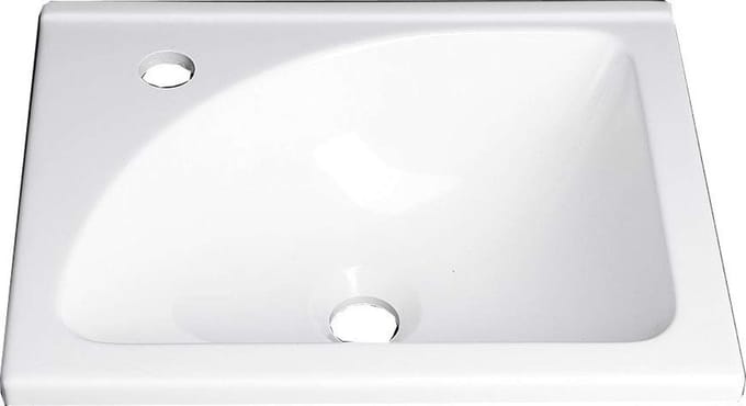Aqualine Zoja - Meubelwastafel 40x32 cm, zonder overloop, kraangat links, wit LM408