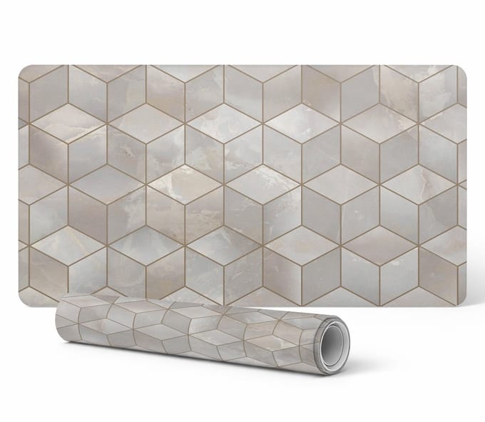 Designer laptop beschermmat met geometrisch 3D-patroon, 90x45 cm