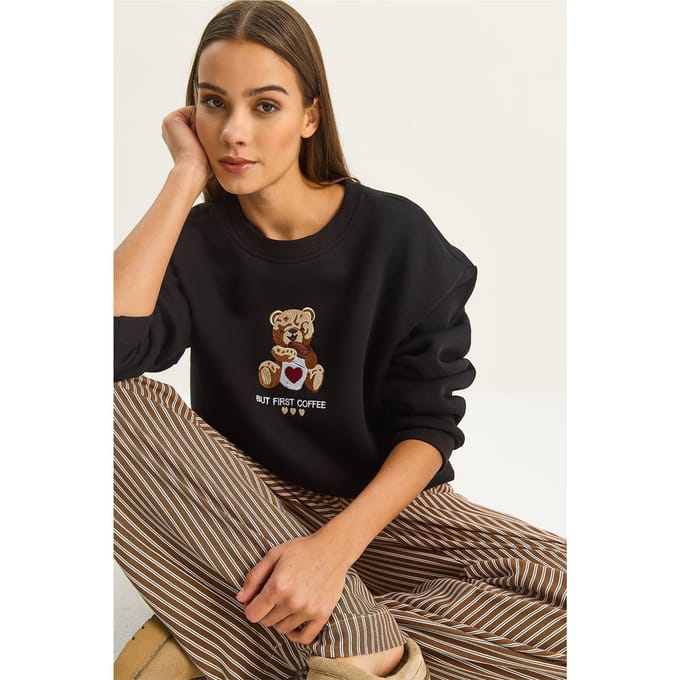 Geborduurde Crewneck Lange Mouw Sweatshirt