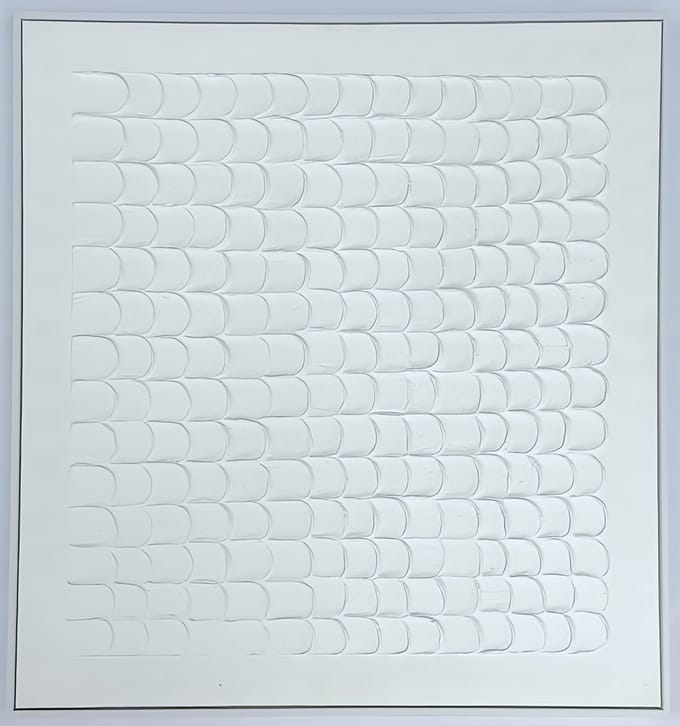 Ter Halle - Schilderij - 3D Wanddecoraties - Witte Abstracte Olieverf Vegen - 83x83cm