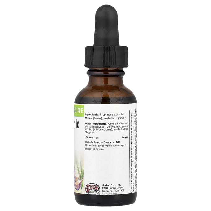 Herbs Etc., Koningskaars Knoflook Oordruppels, 30ml (1 fl oz) black