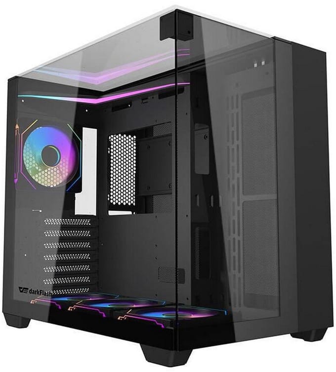 Darkflash TH285 computer case 4 fans (black) - Case - Miditower - Zwart