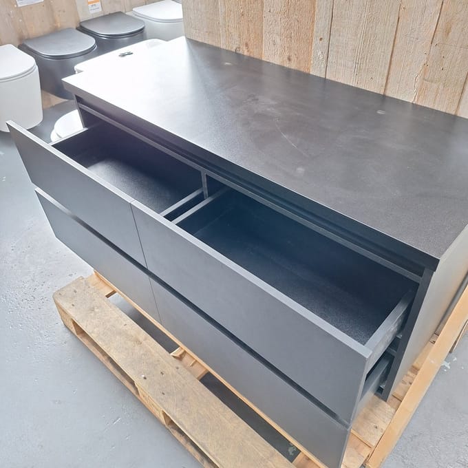 LINEA UNO - Orsa 120 - Mat zwart - Badmeubel - - 301646
