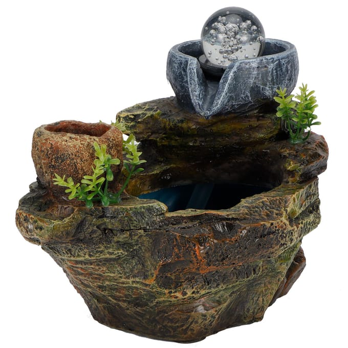 LED Rotstuin Hars Waterfontein DIY Planten Micro Landschap Pot Succulenten Huisdecoratie black