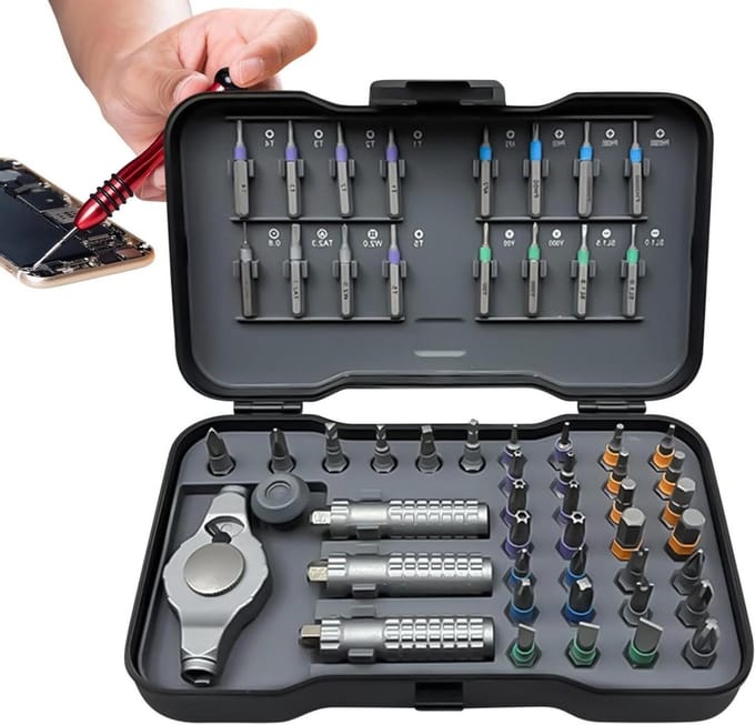 Ratel Schroevendraaier Set - Precisie Tool - Klusjes Thuis - Magnetische Bits - 55 Delig - Grijs