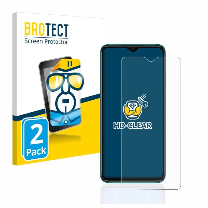 BROTECT - Screenprotector voor Xiaomi Redmi Note 8 Pro - Folie Beschermfolie transparant 2 Stuks