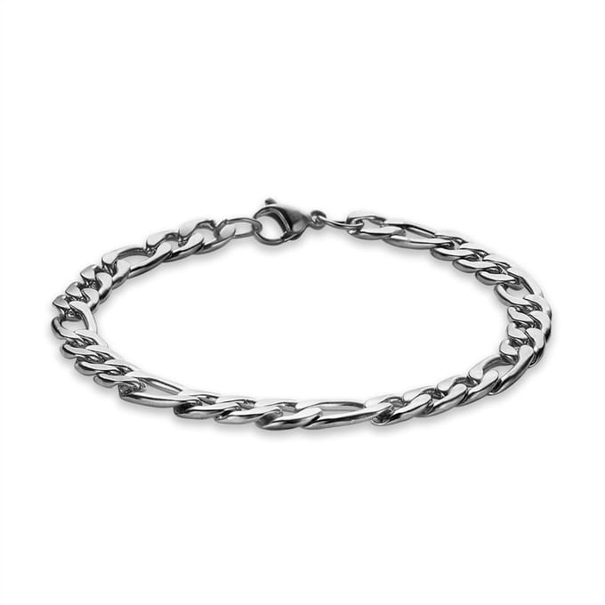 Twice As Nice Armband in edelstaal, figaro ketting 21cm