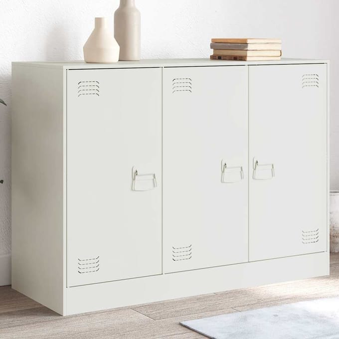 vidaXL - Dressoir - 99x39x73 - cm - staal - wit