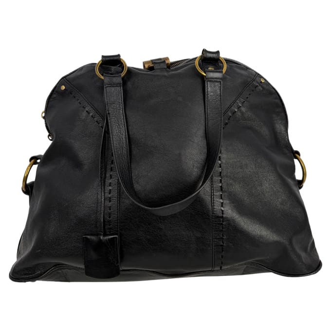 Yves Saint Laurent Oversized Muse Shoppers Tas in Zwart Kalfsleer