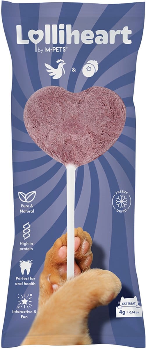 M-PETS Lolliheart kat snack kip & blauwe bes - per 15