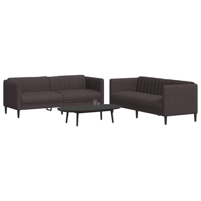 vidaXL - 2-delige - Loungeset - stof - donkerbruin