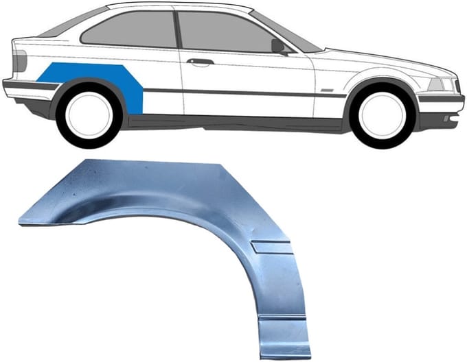 Reparatiepaneel achterspatbord voor BMW 3 E36 1990-2000 / Rechts / COMPACT