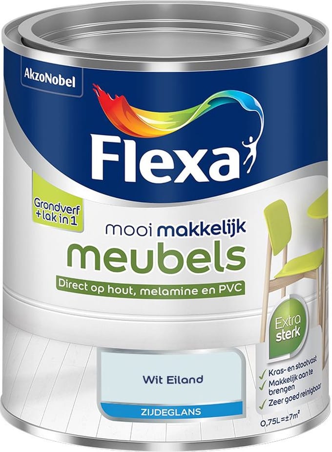 Flexa - Mooi Makkelijk Meubels Zijdeglans - Wit Eiland - Mengverf - 750 Ml