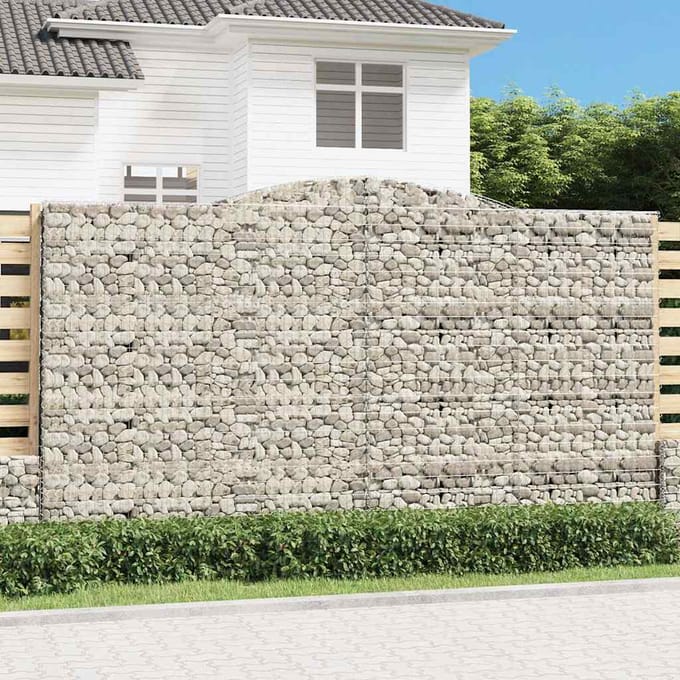vidaXL - Schanskorven - 5 - st - gewelfd - 400x50x220/240 - cm - ijzer