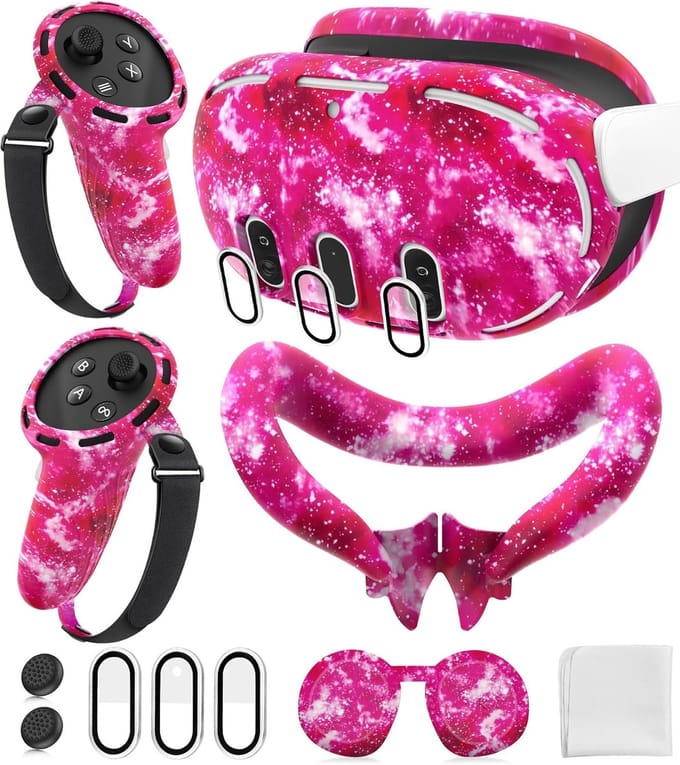 VR Beschermset - Headset Accessoires - Virtueel Spelen - Volledige Set - 7 Delig - Roze