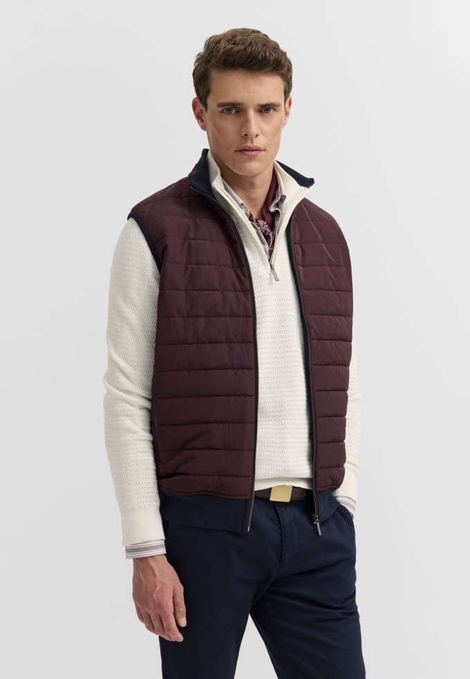 Bugatti Herren Vest: gewatteerd vest van katoenmix