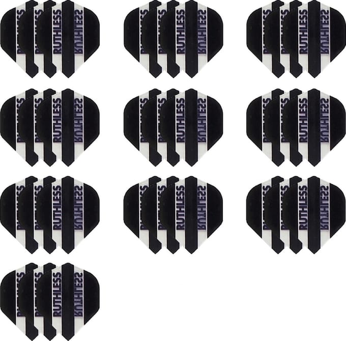 10 Sets (30 stuks) Ruthless flights Multipack - Zwart - darts flights - Cadeau