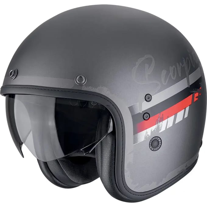 Scorpion Belfast Evo Adonis Zwart Grijs Rood Jethelm - Helm