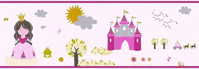 PRINSESSEN BEHANGRAND | Kinderkamer - meerkleurig roze - A.S. Création Only Borders